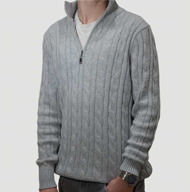 Cable-knit half-zip