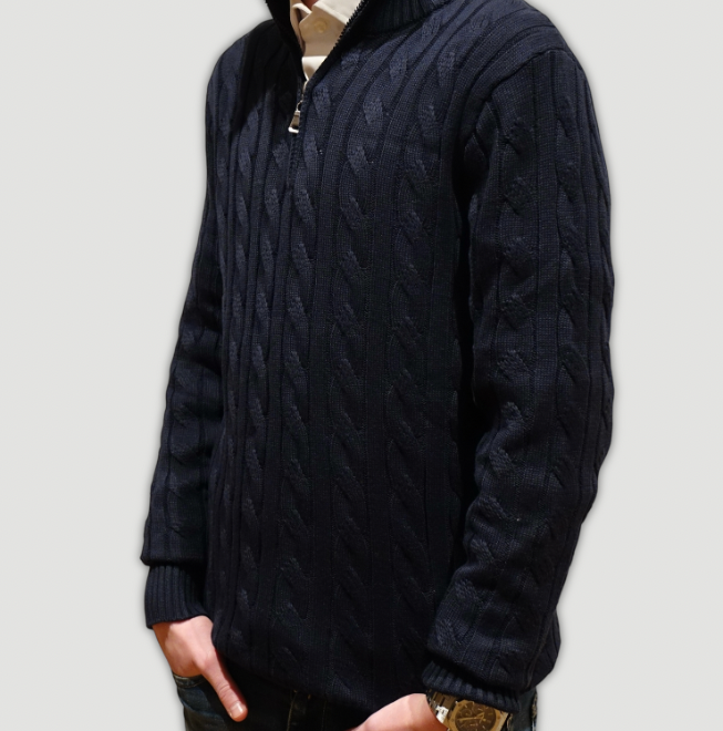 Cable-knit half-zip