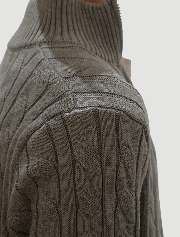 Cable-knit half-zip