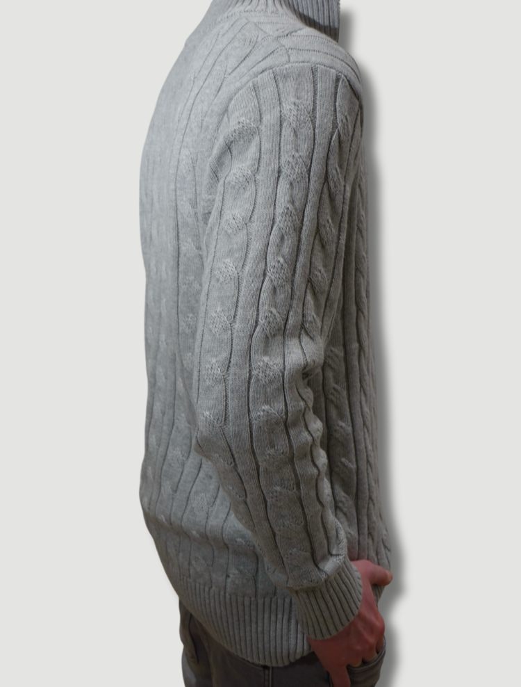Cable-knit half-zip