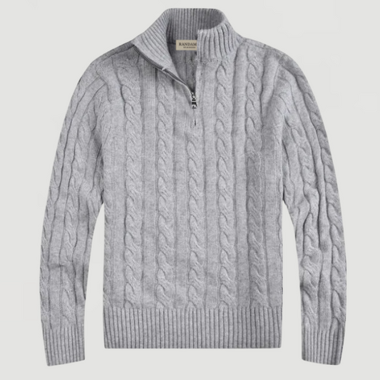 Cable-knit half-zip
