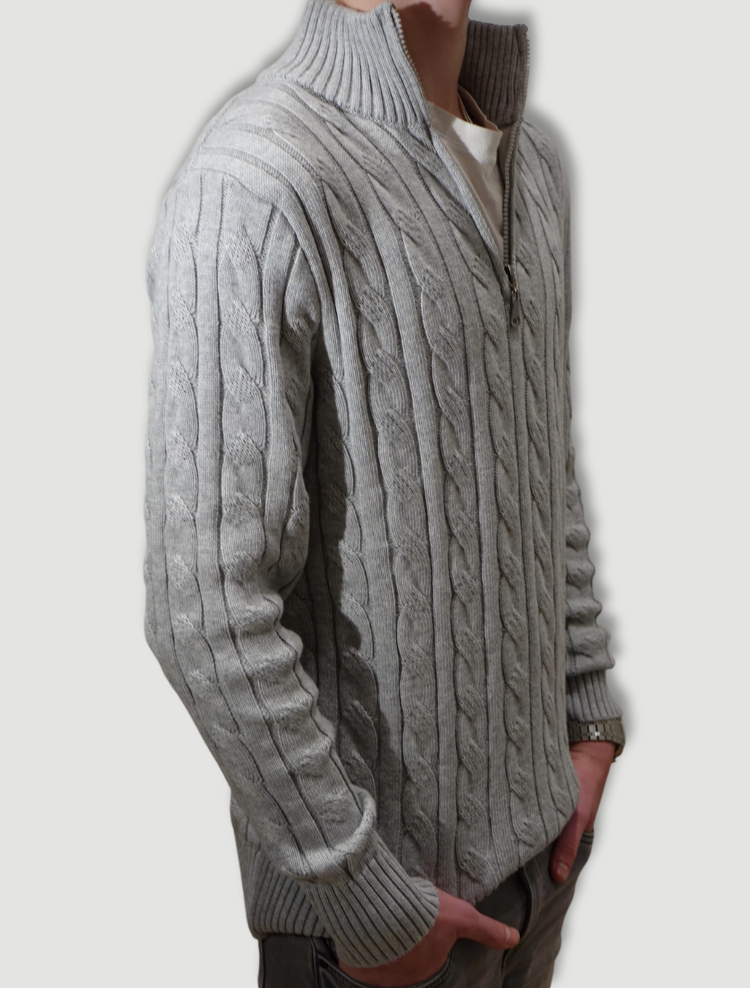 Cable-knit half-zip