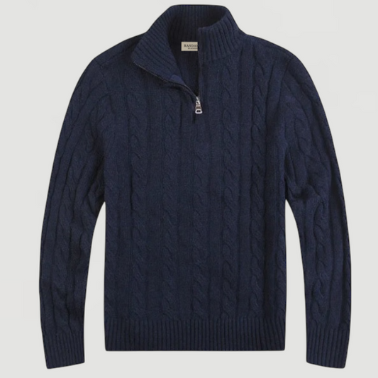 Cable-knit half-zip