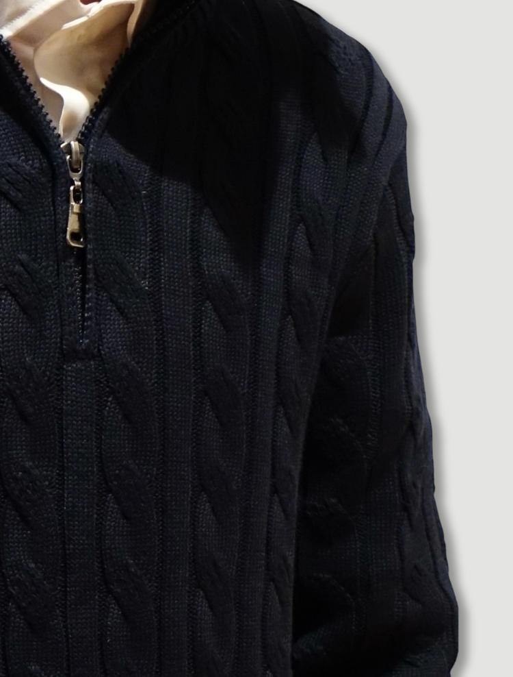 Cable-knit half-zip